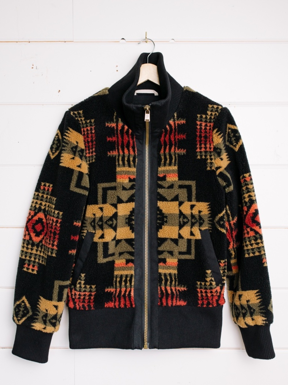 Pendleton Foxglove Fleece Bomber | Navy, Tan & Red | M